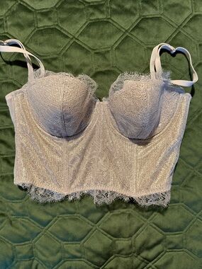 Victoria's Secret Gold Lace Bustier Crop Top 34C